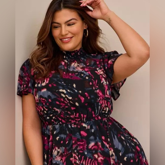 Torrid Mini Chiffon Smocked Dress - Picture 2 of 7